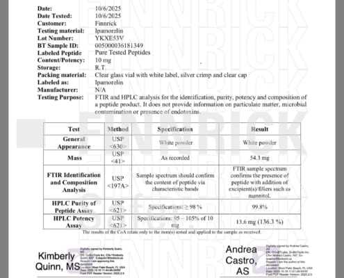 Ipamorelin purity testing